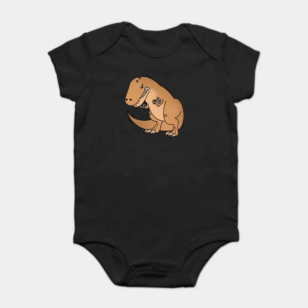 Funny T Rex lifting weights, Funny Dinosaur Baby Bodysuit by logiamerch